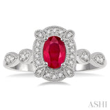 OVAL SHAPE GEMSTONE & DIAMOND RING