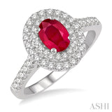 OVAL SHAPE GEMSTONE & DIAMOND RING