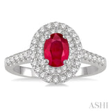OVAL SHAPE GEMSTONE & DIAMOND RING