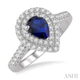 PEAR SHAPE GEMSTONE & DIAMOND RING