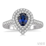 PEAR SHAPE GEMSTONE & DIAMOND RING