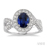 OVAL SHAPE GEMSTONE & DIAMOND RING
