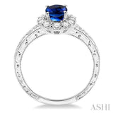 OVAL SHAPE GEMSTONE & DIAMOND RING