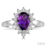 PEAR SHAPE GEMSTONE & DIAMOND RING