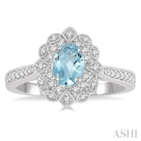 OVAL SHAPE GEMSTONE & DIAMOND RING