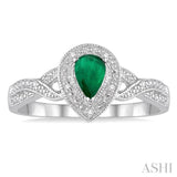 PEAR SHAPE SILVER GEMSTONE & DIAMOND RING