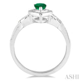 PEAR SHAPE SILVER GEMSTONE & DIAMOND RING