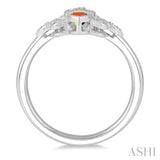 SILVER FLEUR DE LIS GEMSTONE & DIAMOND RING