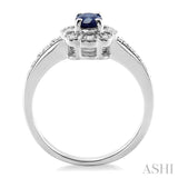OVAL SHAPE SILVER GEMSTONE & DIAMOND RING