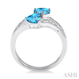 DOUBLE HEART SHAPE SILVER GEMSTONE & DIAMOND RING