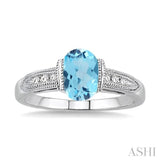 OVAL SHAPE SILVER GEMSTONE & DIAMOND RING