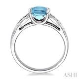 OVAL SHAPE SILVER GEMSTONE & DIAMOND RING