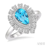 PEAR SHAPE GEMSTONE & DIAMOND RING
