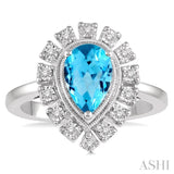 PEAR SHAPE GEMSTONE & DIAMOND RING