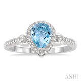 PEAR SHAPE GEMSTONE & DIAMOND RING