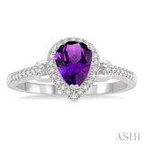 PEAR SHAPE GEMSTONE & DIAMOND RING