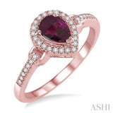 PEAR SHAPE GEMSTONE & DIAMOND RING