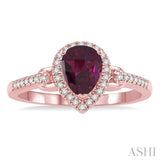 PEAR SHAPE GEMSTONE & DIAMOND RING