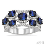 OVAL SHAPE GEMSTONE & DIAMOND RING