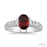 OVAL SHAPE GEMSTONE & DIAMOND RING