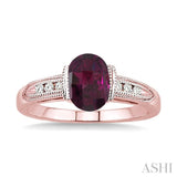 OVAL SHAPE GEMSTONE & DIAMOND RING