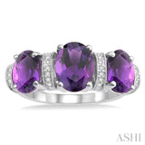 OVAL SHAPE PAST PRESENT & FUTURE GEMSTONE & DIAMOND RING