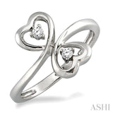 SILVER 2STONE HEART SHAPE DIAMOND RING