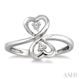 SILVER 2STONE HEART SHAPE DIAMOND RING