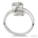 SILVER 2STONE HEART SHAPE DIAMOND RING