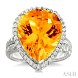 PEAR SHAPE GEMSTONE & DIAMOND RING