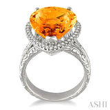 PEAR SHAPE GEMSTONE & DIAMOND RING
