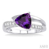 TRILLION SHAPE GEMSTONE & DIAMOND RING