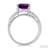 TRILLION SHAPE GEMSTONE & DIAMOND RING