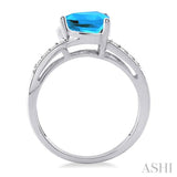 TRILLION SHAPE GEMSTONE & DIAMOND RING
