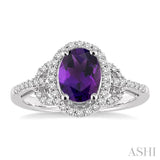 OVAL SHAPE GEMSTONE & DIAMOND RING