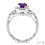OVAL SHAPE GEMSTONE & DIAMOND RING