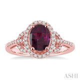 OVAL SHAPE GEMSTONE & DIAMOND RING