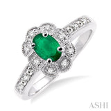 OVAL SHAPE SILVER GEMSTONE & DIAMOND RING