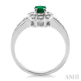 OVAL SHAPE SILVER GEMSTONE & DIAMOND RING