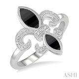 SILVER FLEUR DE LIS GEMSTONE & DIAMOND RING