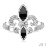 SILVER FLEUR DE LIS GEMSTONE & DIAMOND RING