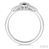 SILVER FLEUR DE LIS GEMSTONE & DIAMOND RING