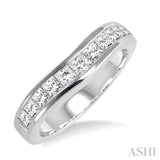 CHANNEL SET DIAMOND CURVED WEDDING BAND