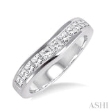 CHANNEL SET DIAMOND CURVED WEDDING BAND