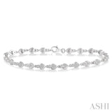 1/3 Ctw Heart Charm Round Cut Diamond Link Bracelet in 10K White Gold