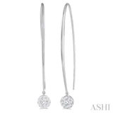 1/2 Ctw Round Dangler Lovebright Diamond Earrings in 14K White Gold
