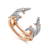 14K White Gold, 14K Rose Gold Wedding Band AN12542S-T44JJ