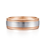 14K White Gold, 14K Rose Gold Wedding Band MBM0100-70T4JJJ