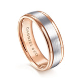 14K White Gold, 14K Rose Gold Wedding Band MBM0100-70T4JJJ