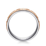 14K White Gold, 14K Rose Gold Wedding Band MBM0116-70T4JJJ